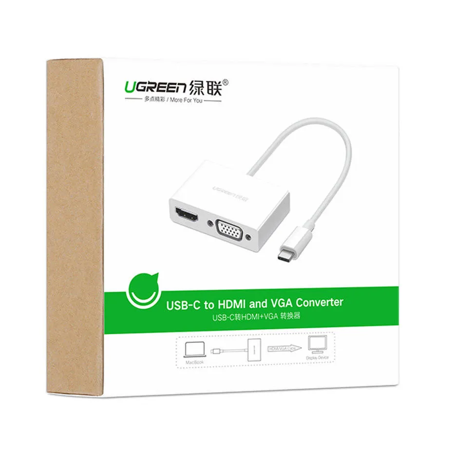 UGREEN Adapter Video Converter USB-C to HDMI & VGA White (MM123) (3).webp