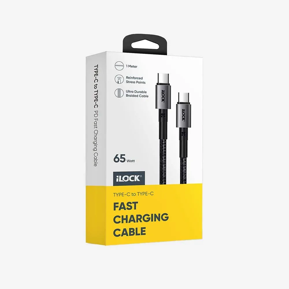 [5089] iLOCK USB-C to Type-C 65W Fast Charging Cable Ultra Durable Braided 1m.webp