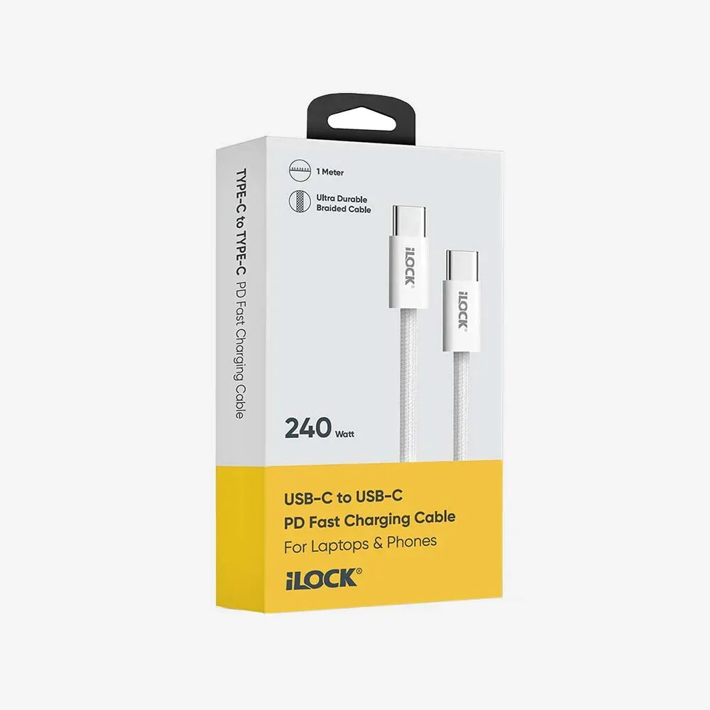 [5091] iLOCK USB-C to USB-C 240W Fast Charging Cable Ultra Durable Braided 1m.webp