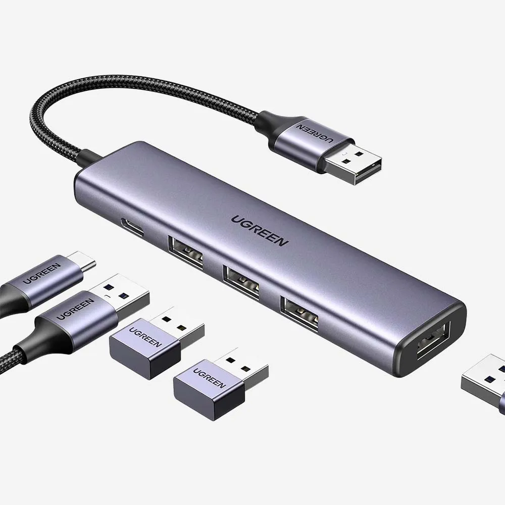UGREEN 20805 CM473 5-in1 1-Port USB-C to 4-Port USB-A Hub Adapter Gray.webp