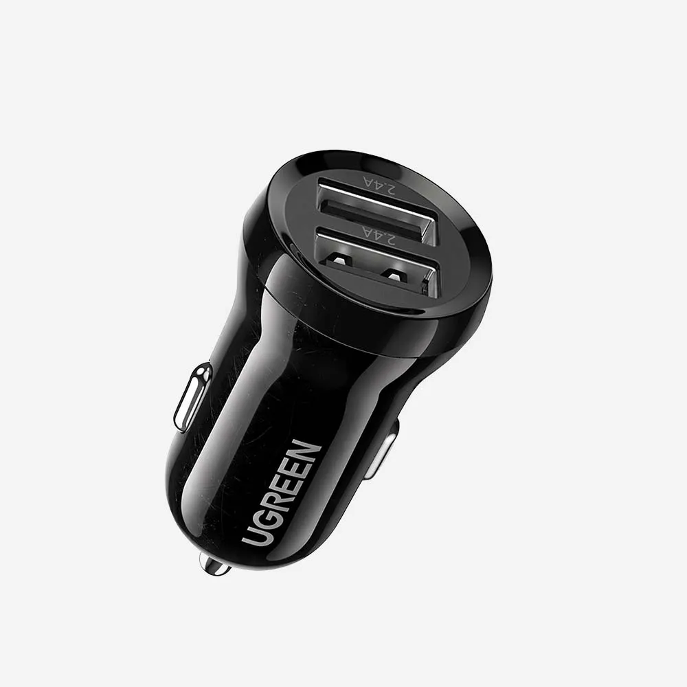 [50875] UGREEN 50875 24W Dual Port USB-A Car Charger Fast Charging Adapter Black