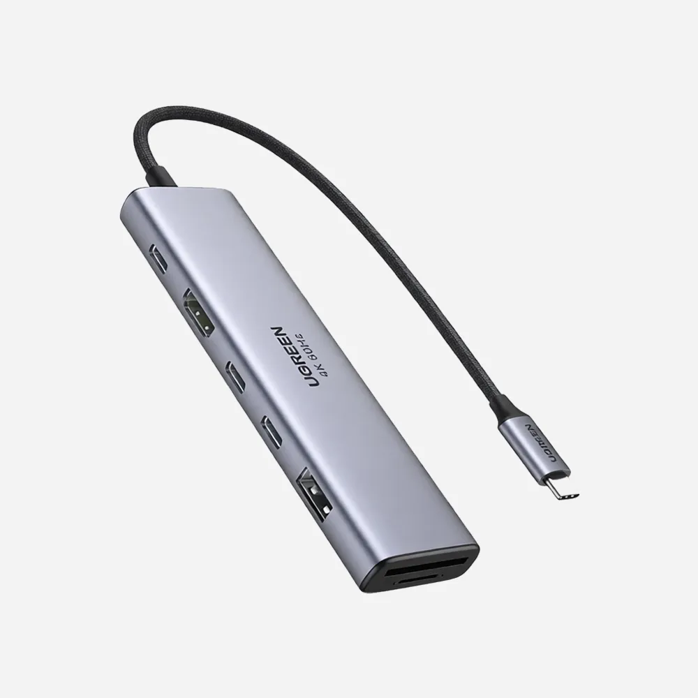 UGREEN 45521 7-in-1 HDMI to USB-C 100W PD, SD/TF Card Reader, 2Port USB-A Hub Adapter Gray