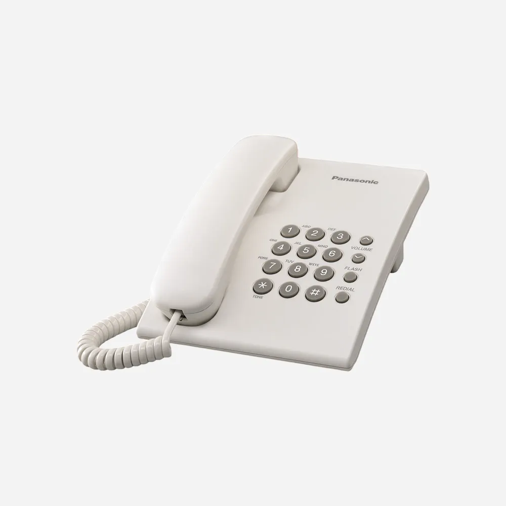 Panasonic KX-TS500FXW Single Line Corded Desk Phone - White