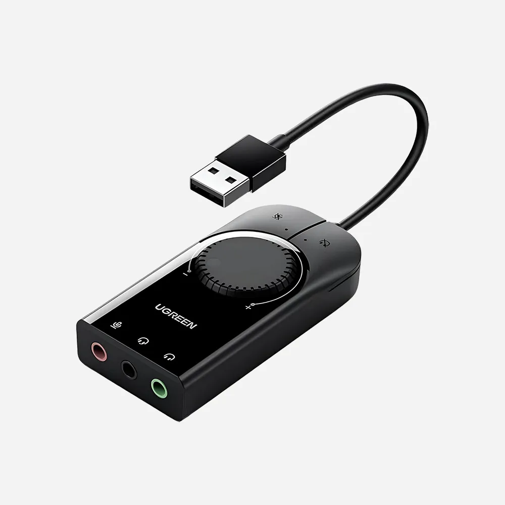 [40964] UGREEN 40964 USB External Stereo Sound Adapter USB-A To 3.5mm Ear Mic Volume Control Adapter 15cm Black
