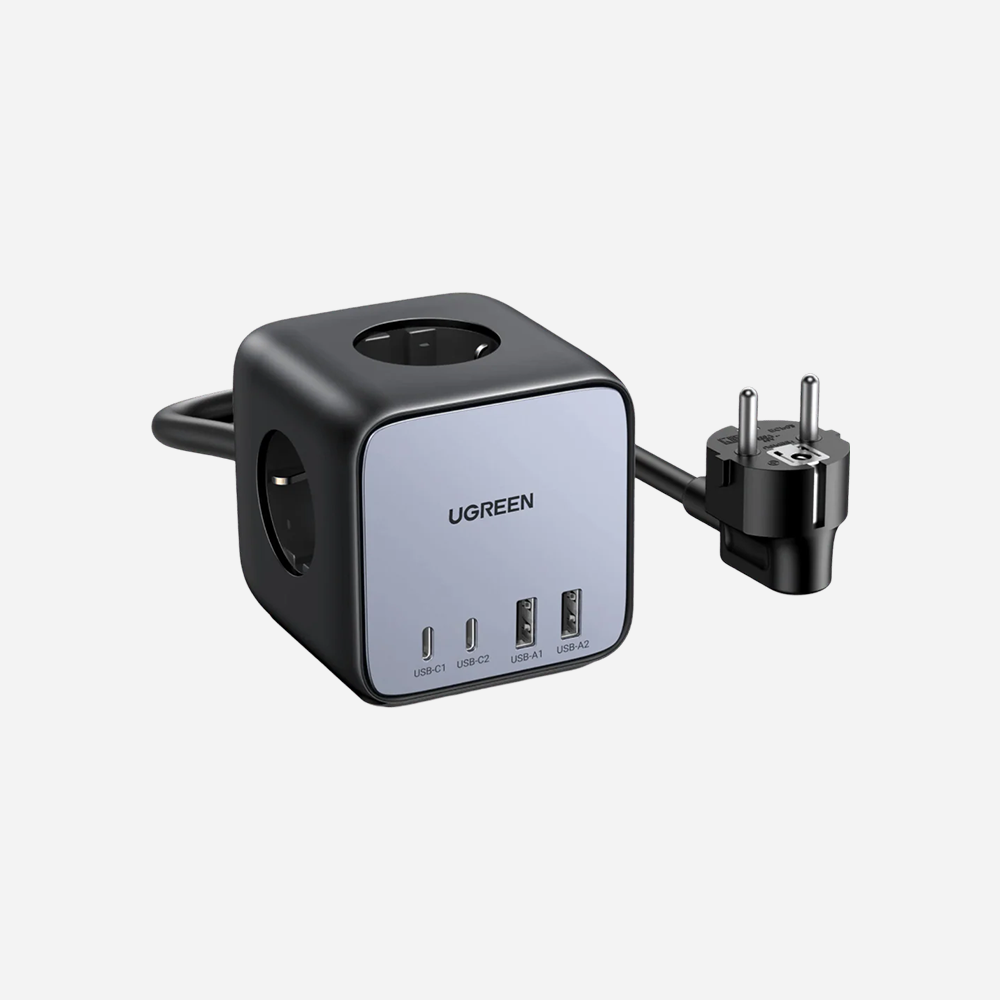 UGREEN 65W GaN Desktop Charger with Power Delivery – 3 AC Outlets, 2x USB-C, 2x USB-A (60113)