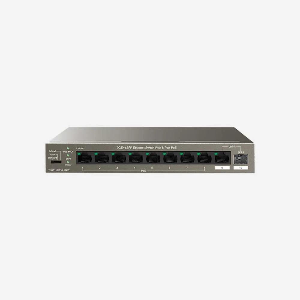 [TEG1110PF-8-102W] TENDA TEG1110PF-8-102W Unmanaged Fast Ethernet PoE Switches (1000 Mbps)