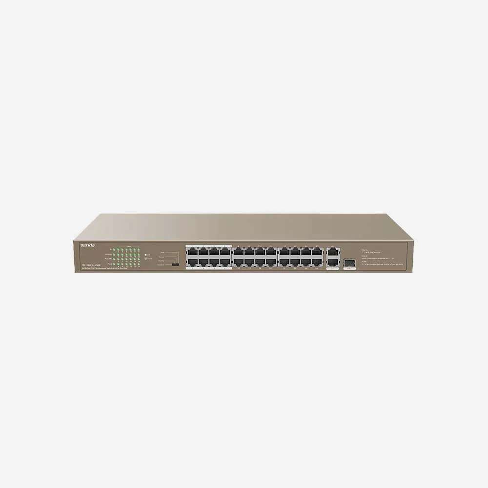 Tenda TEF1126P-24-250W Unmanaged Fast Ethernet PoE Switches (1000 Mbps)