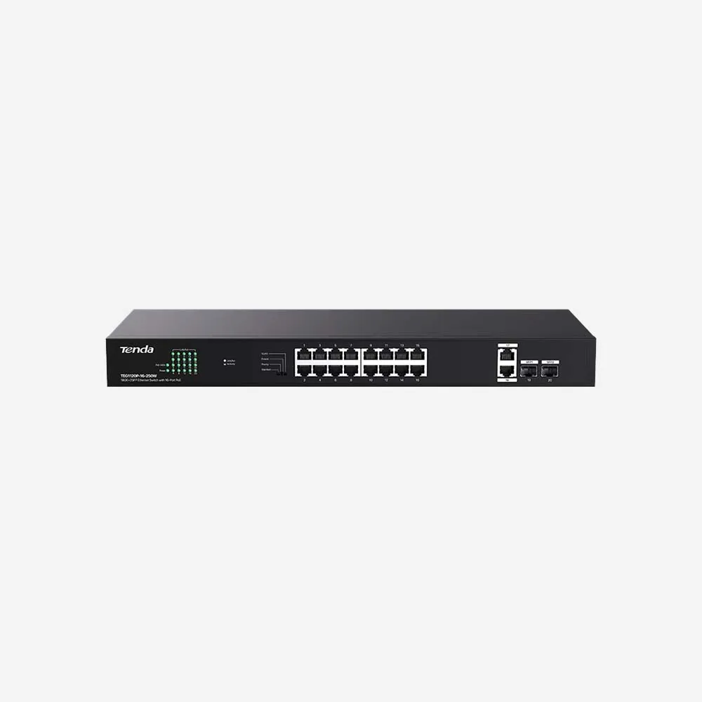 Tenda TEG1120P-16-250W Unmanaged Fast Ethernet PoE Switches (1000 Mbps)