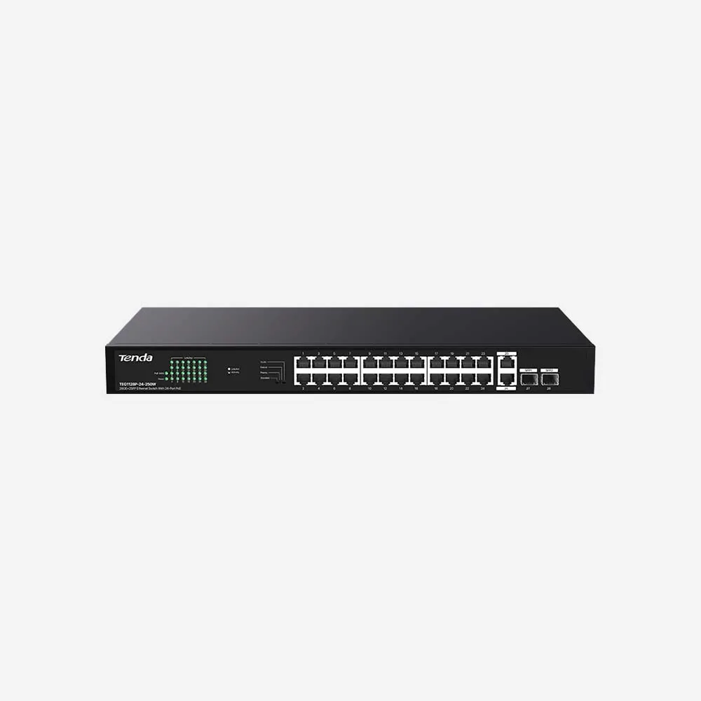 [TEG1128P-24-250W] TENDA TEG1128P-24-250W Unmanaged Fast Ethernet PoE Switches (1000 Mbps)
