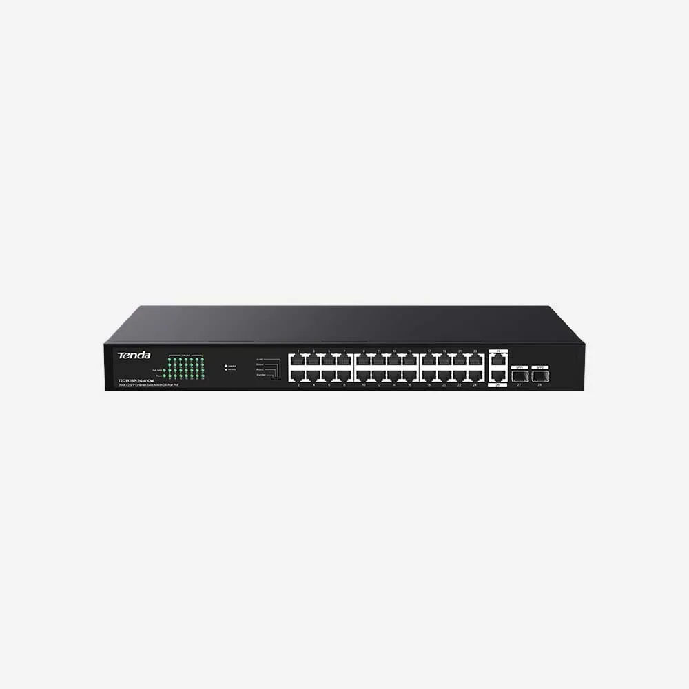 [TEG1128P-24-410W] TENDA TEG1128P-24-410W Unmanaged Fast Ethernet PoE Switches (1000 Mbps)