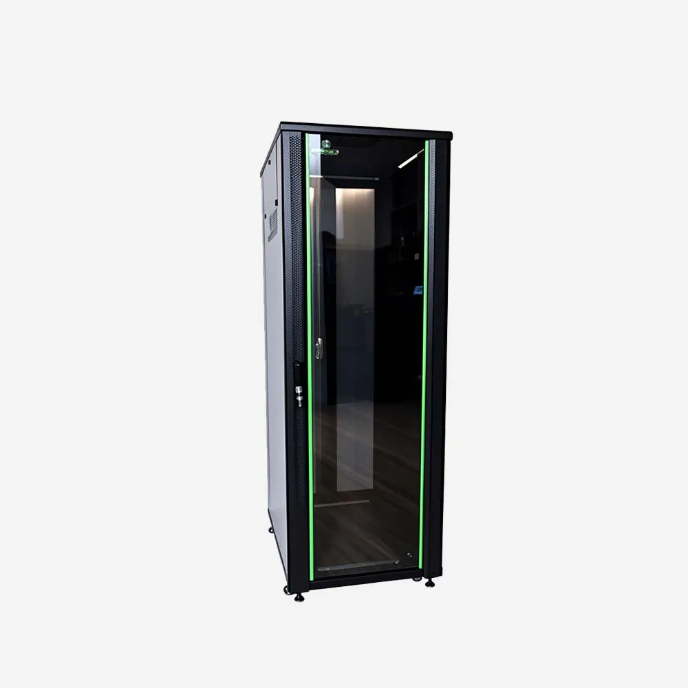 ProRack 27U 600*800 Standing network rack with glass door, 4 fans, 1 shelf and 1 PDU 8 outlet