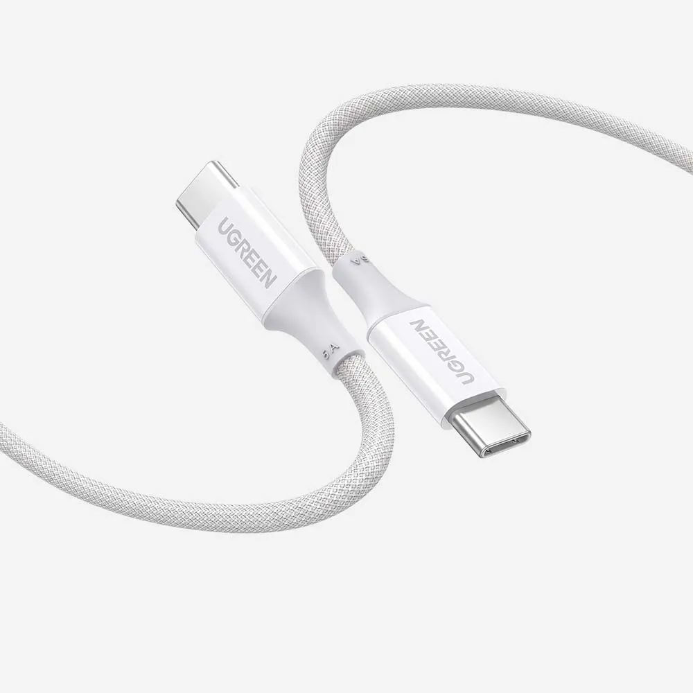 [15267] UGREEN 15367 US557 USB-C to USB-C 100W PD Fast Charging Silicone Braided Cable 1m White