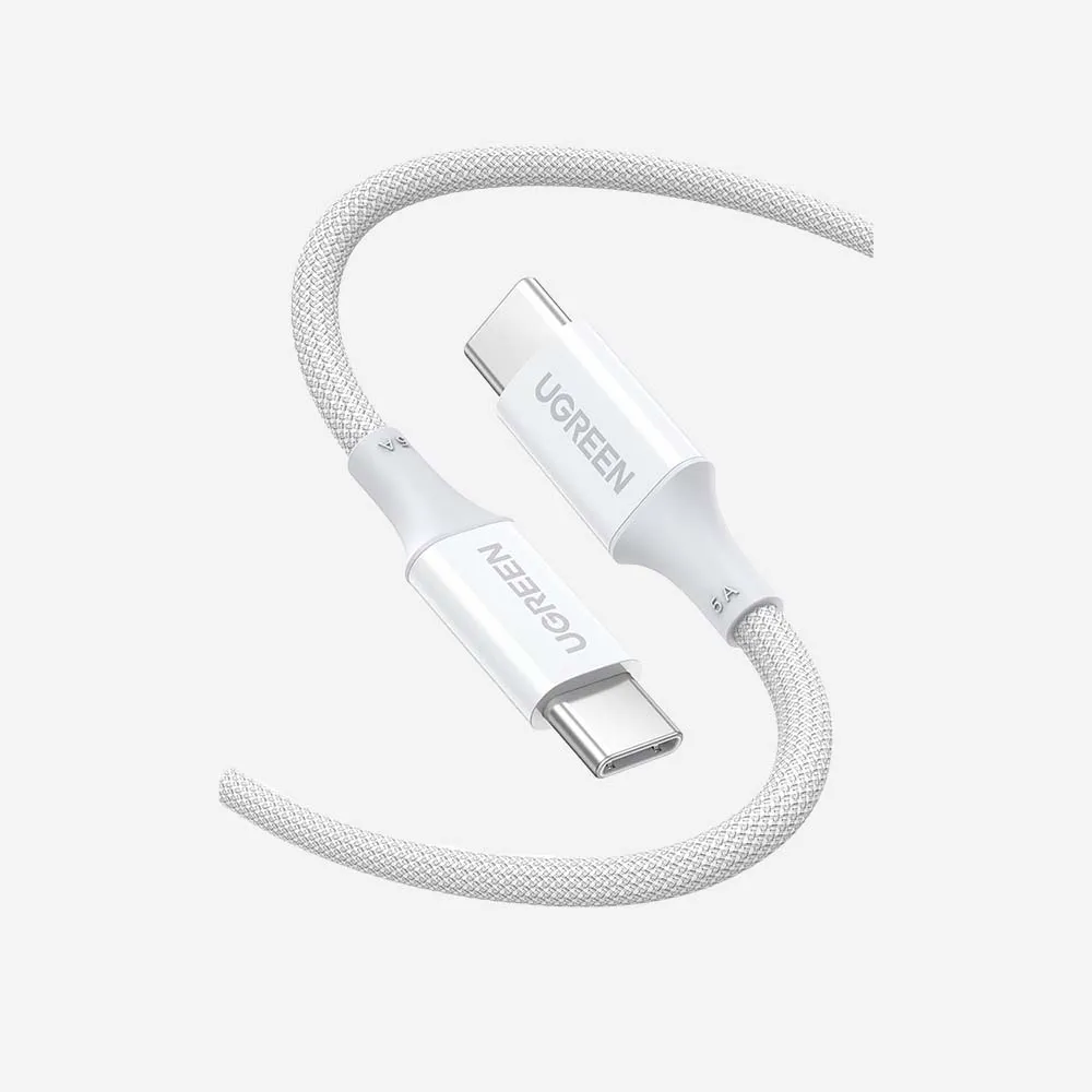 [15267] UGREEN 15367 US557 USB-C to USB-C 100W PD Fast Charging Silicone Braided Cable 1m White