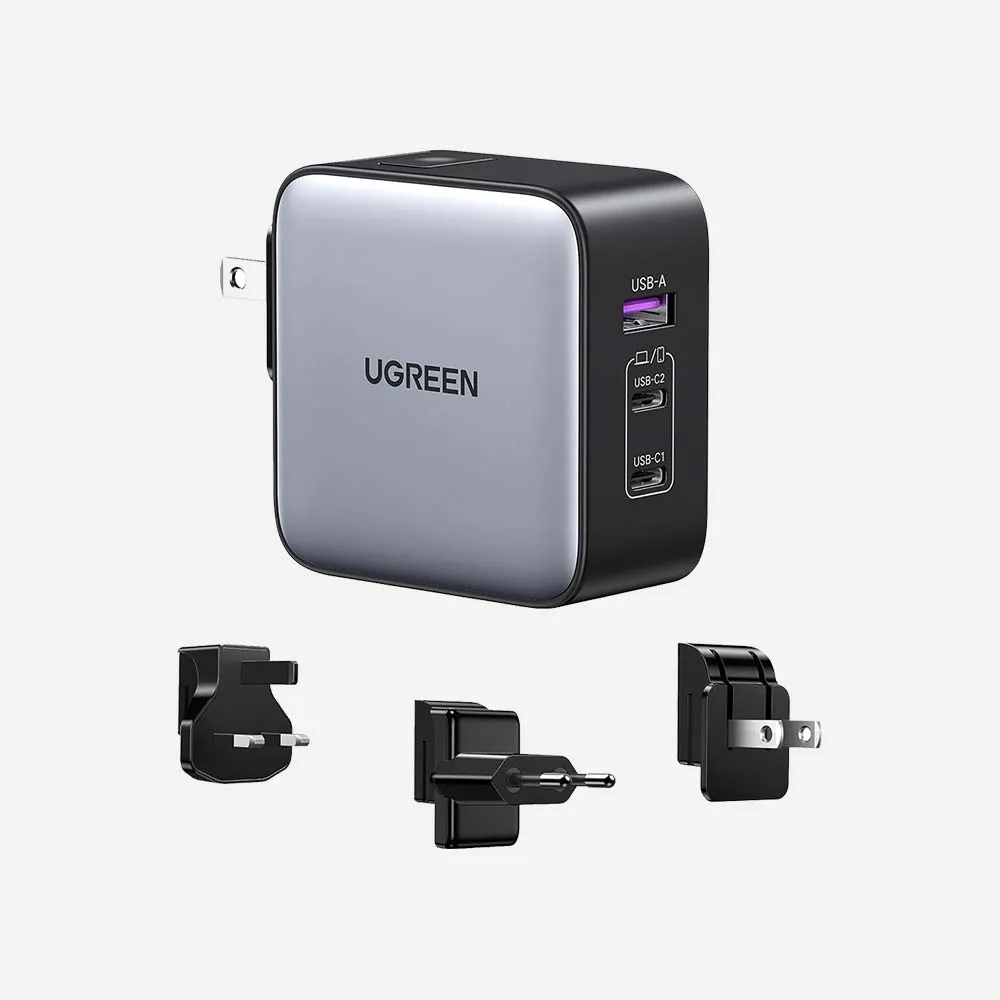 [90409] UGREEN 90409 CD296 65W GaN Fast Charger, 1 USB-A + 2 USB-C Black