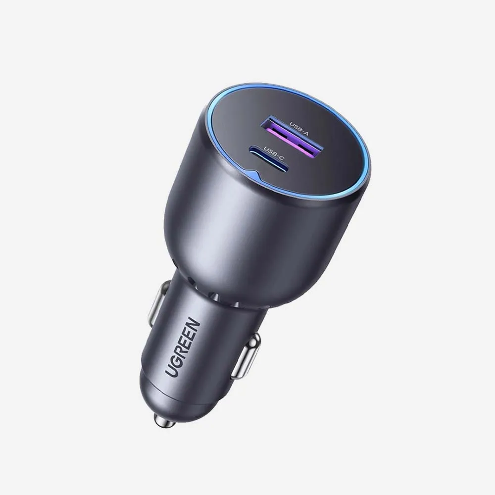 UGREEN EC701 63W Fast Car Charger, USB-C + USB-A 2-Port, Gray (35023)