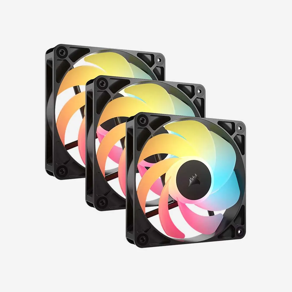 CORSAIR RS120-R ARGB 120mm PWM Reverse Airflow Cooling Fan Triple Pack Black