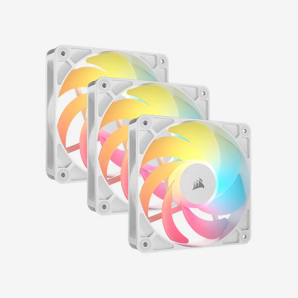 CORSAIR RS120-R ARGB 120mm PWM Reverse Airflow Cooling Fan Triple Pack White