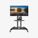 North Bayou AVA1500-60-1P TV Cart – Mobile TV Stand with Wheels, Adjustable Height, Fits 32–75 Inch Screens, Black