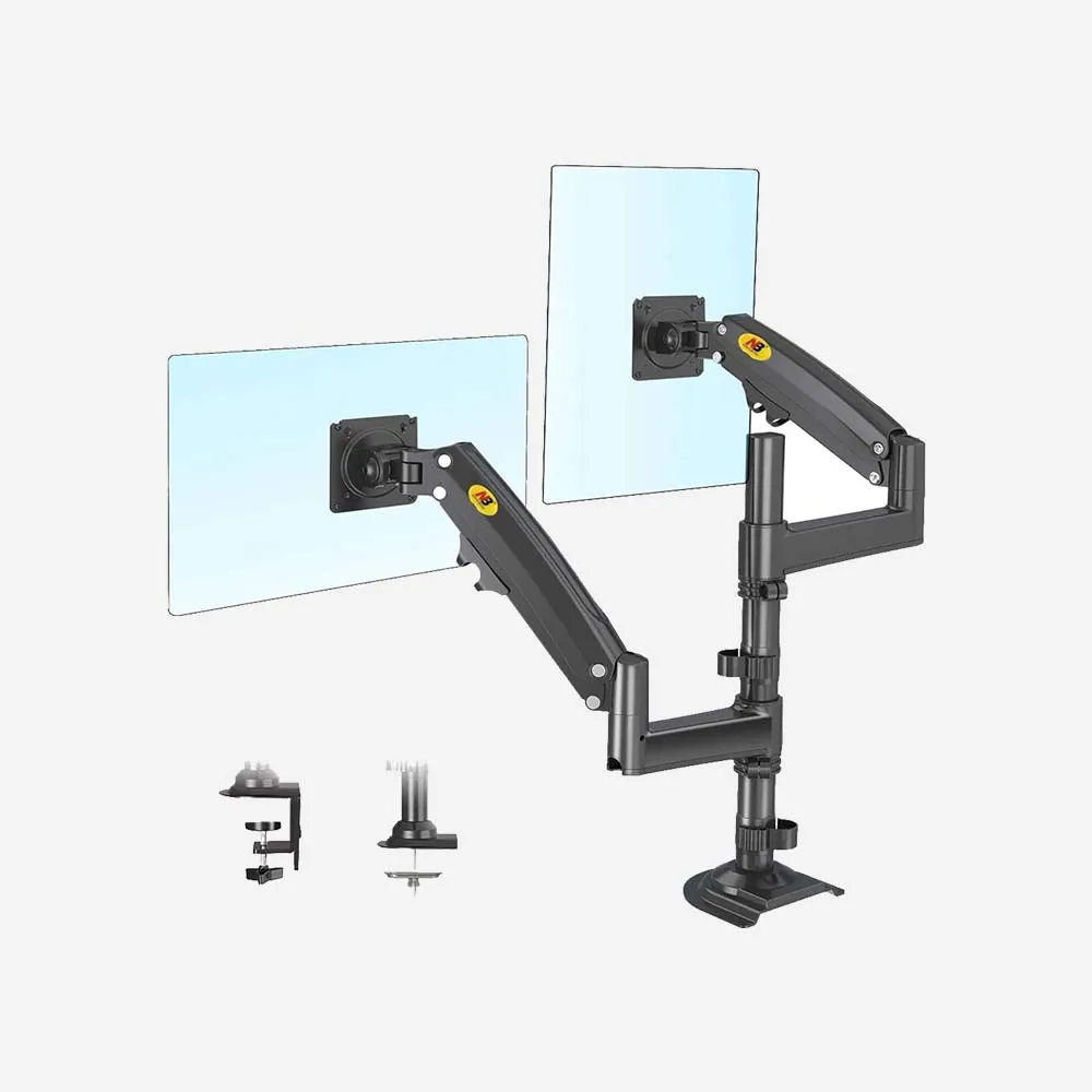 North Bayou H180 Dual Monitor Mount Gas Spring Arm 17–27 inch Full Motion