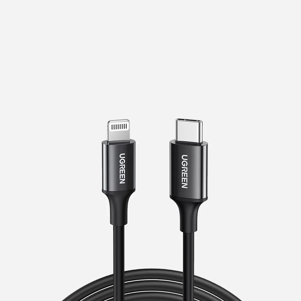 UGREEN 60751 USB-C To Lightening Cable M/M Nickel Plating ABS Shell 1m Black