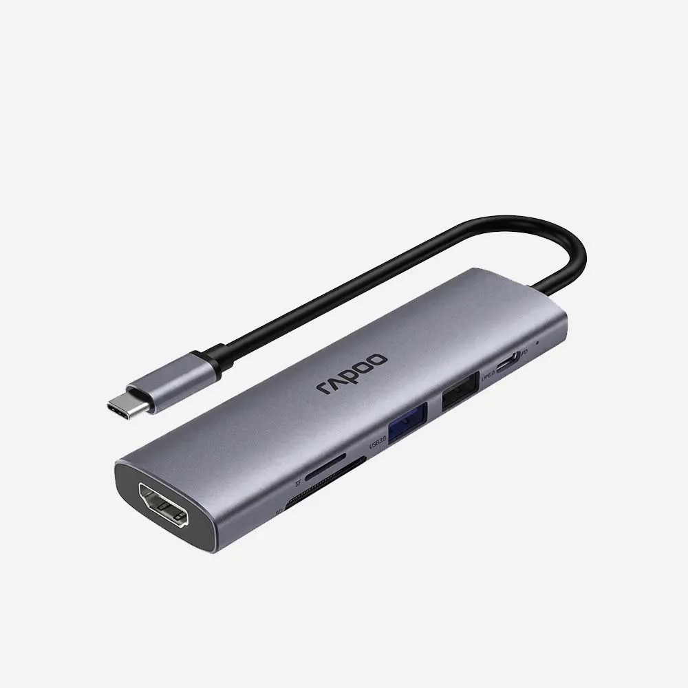 Rapoo XD61 USB-C 6 in 1 Multifunction Docking Station Silver Grey
