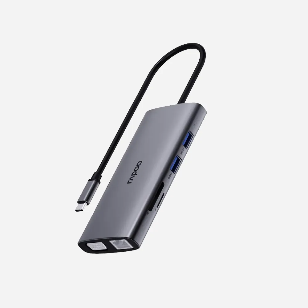 Rapoo XD101 USB-C 10 in 1 Multifunction Docking Station Silver Grey