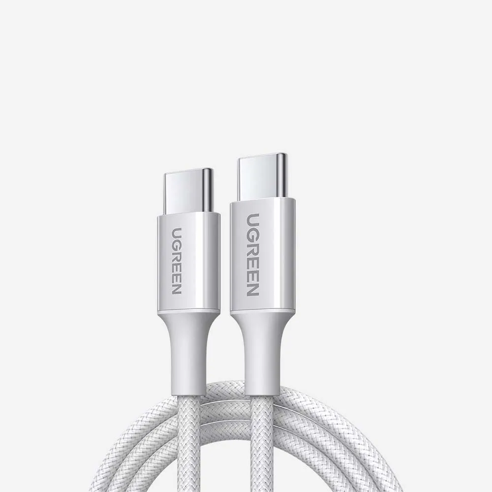 [65248] UGREEN 65248 L501 60W USB-C to USB-C Braided Charging Cable, 2m – White