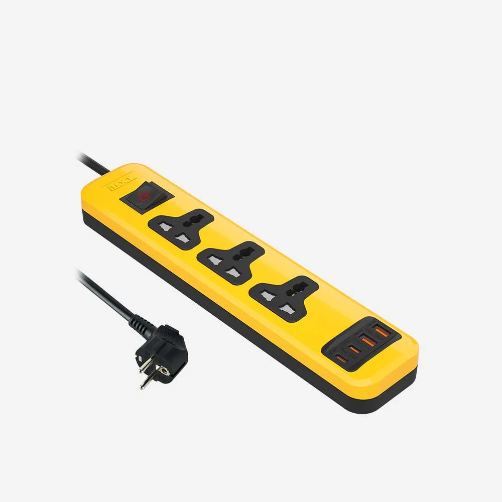 iLOCK 5108 Power Strip 3 Universal Outlets 2USB-C 2USB-A Fast Charging 2m