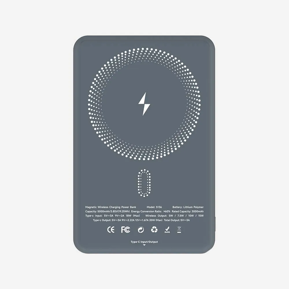 [5136] iLOCK 5136 Magnetic Wireless 5000mAh Power Bank