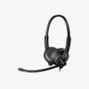 FIBERME Due USB Stereo Headset with ENC, 3 Microphones, Volume and Mute Controls - Black
