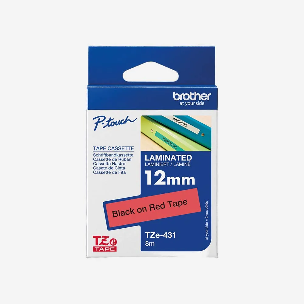 [TZe-431] Ribbon Brother TZe-431 Tape 12mm Black On Red Org