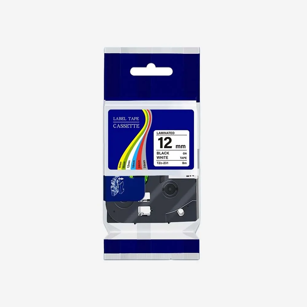 [231-Copy] Ribbon Other Tape-12mm-Black on White-TZc-231-Copy