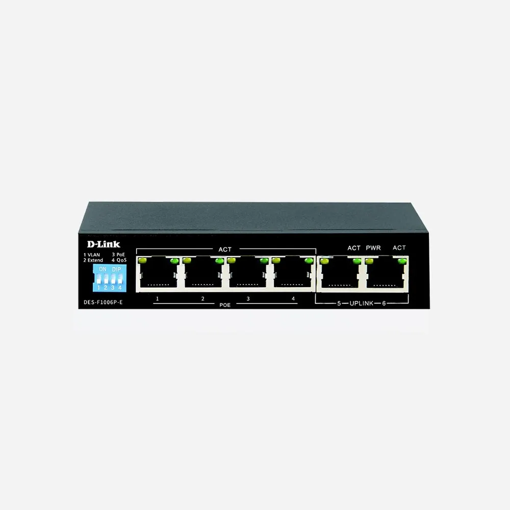 [DES-F1006P-E] D-Link 6-Port 10/100 Long Range PoE+ Surveillance Switch