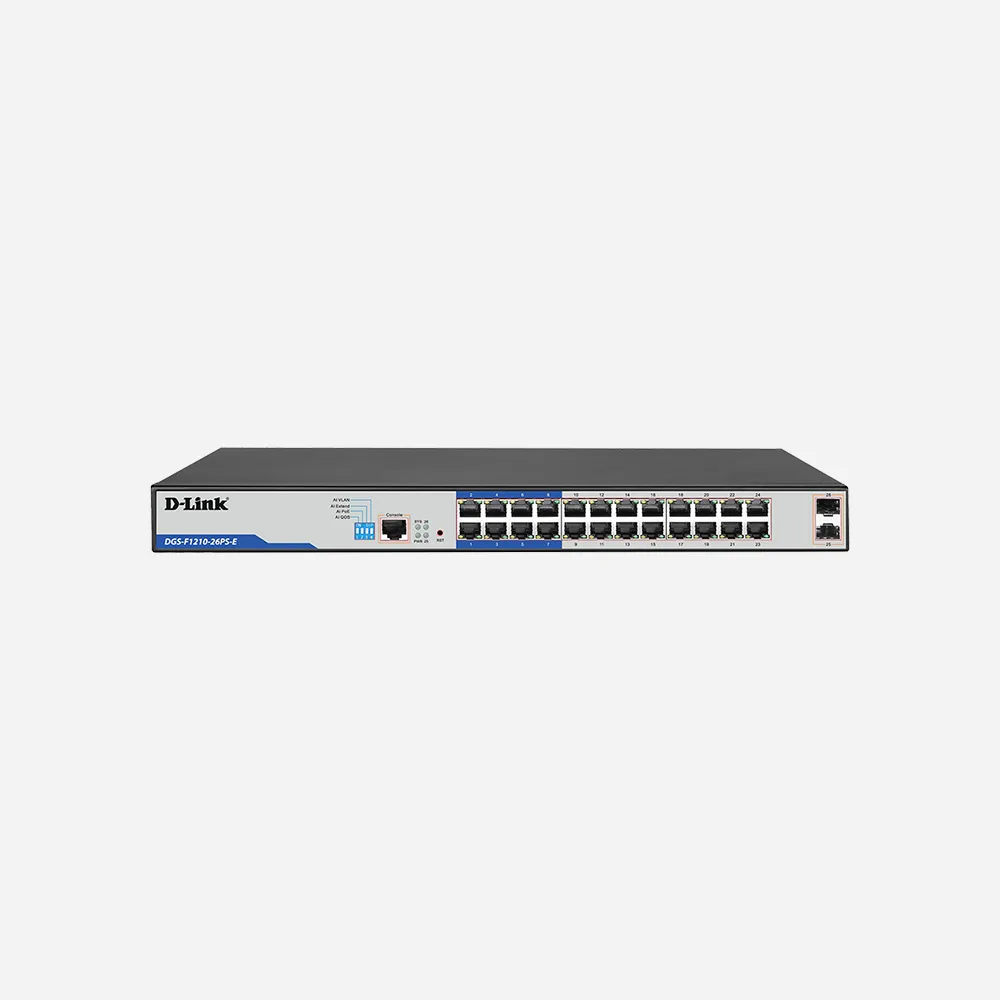 D-Link DGS-F1210-26PS-E Layer 2 Gigabit Managed Long Range PoE+ Switch