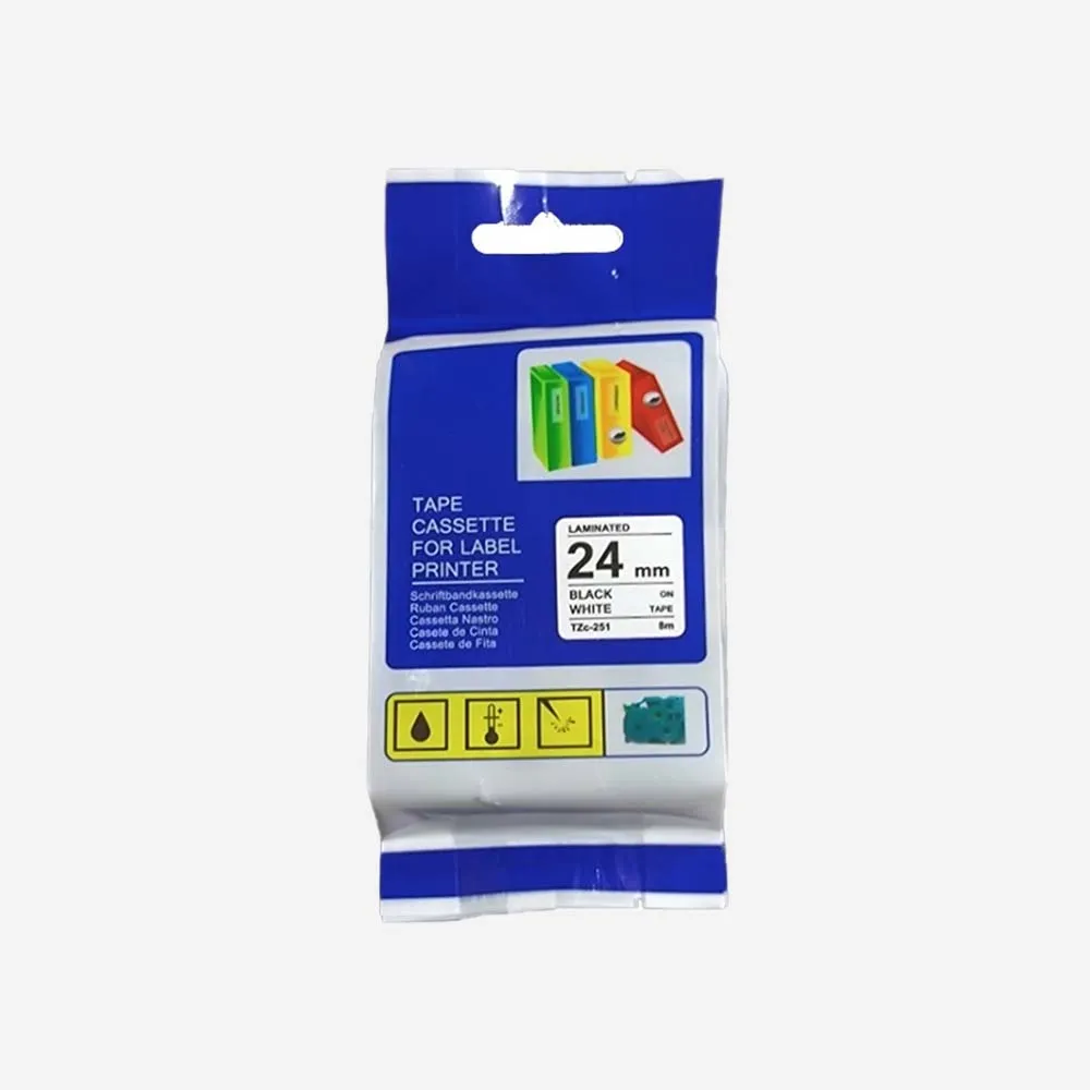 [TZC251] Ribbon Other Laminated 24mm-Black on White-TZc-251-Copy