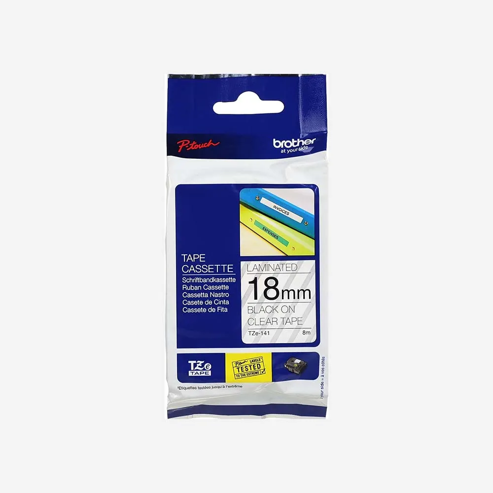 [TZC141] Ribbon Other Laminated-18mm-Black On Clear-TZC-141-Copy