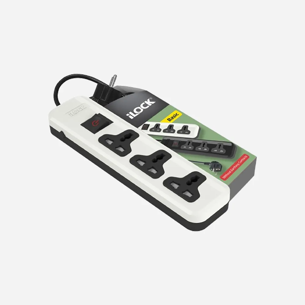 iLOCK Power Strip 3Universal Outlets with Overload Switch 3M-5068