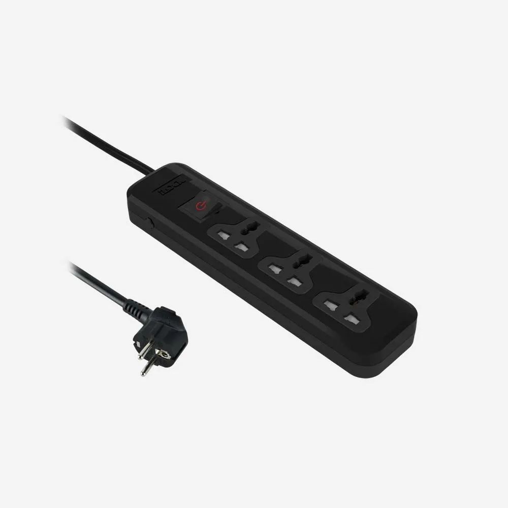 [5065] iLOCK Power Strip 3Universal Outlets with Overload Switch 2M-5065