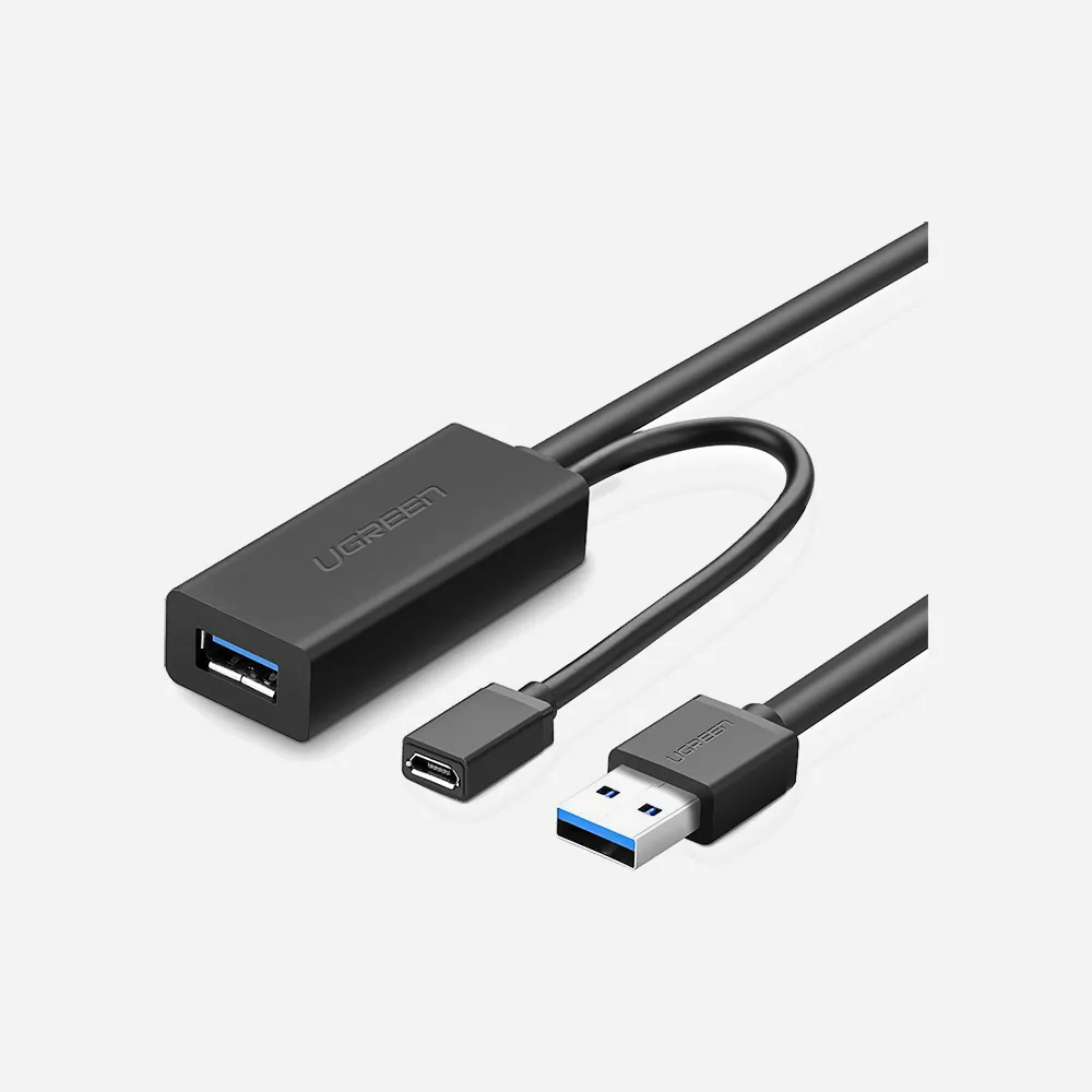 [20826] UGREEN 2-in-1 USB 3.0-A Male to Female+Micro USB Ext-5m Black (20826)