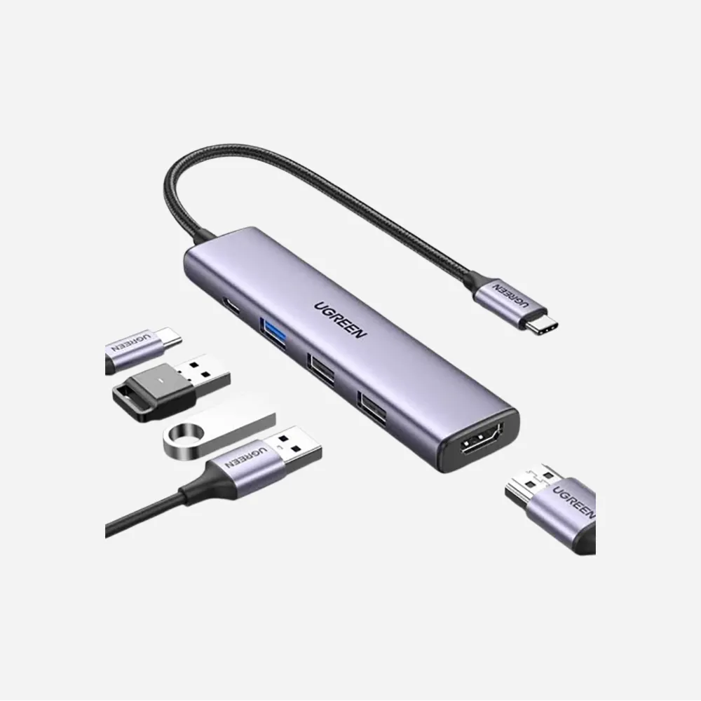 [15495] UGREEN USB-C To HDMI+1xUSB3.0 A+2xUSB2.0 A+PD-5-in-1-15495