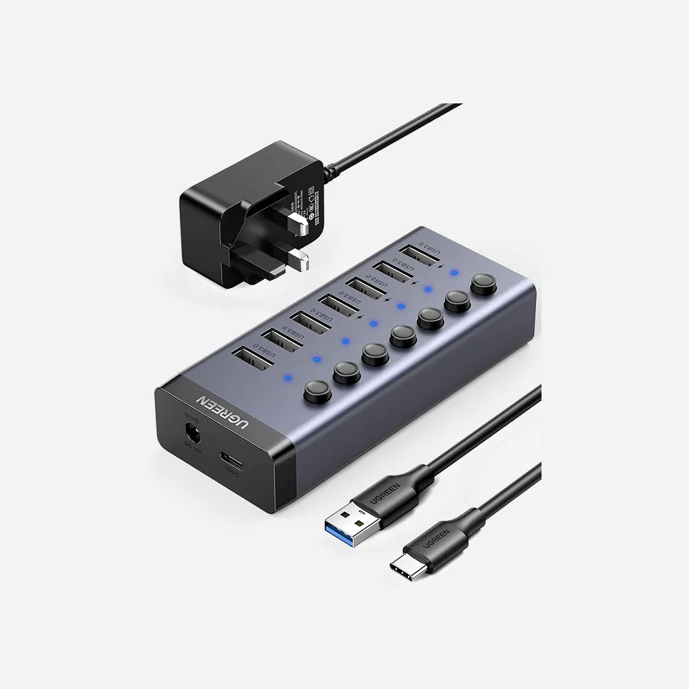 UGREEN 90307 Hub-USB-C to 7 Port USB-A 3.0 -DC 12V