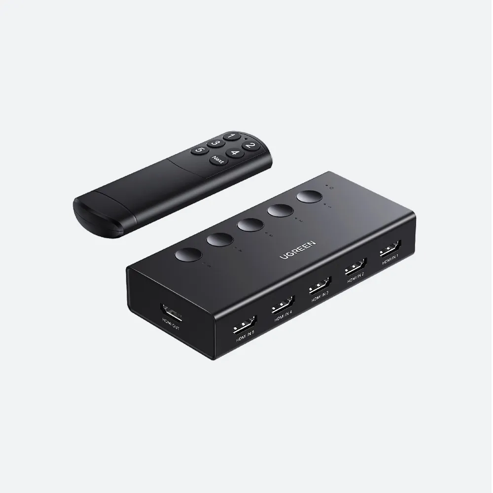 [90512] UGREEN 5-in-1 Out HDMI 4K Switch with Remote (90512)