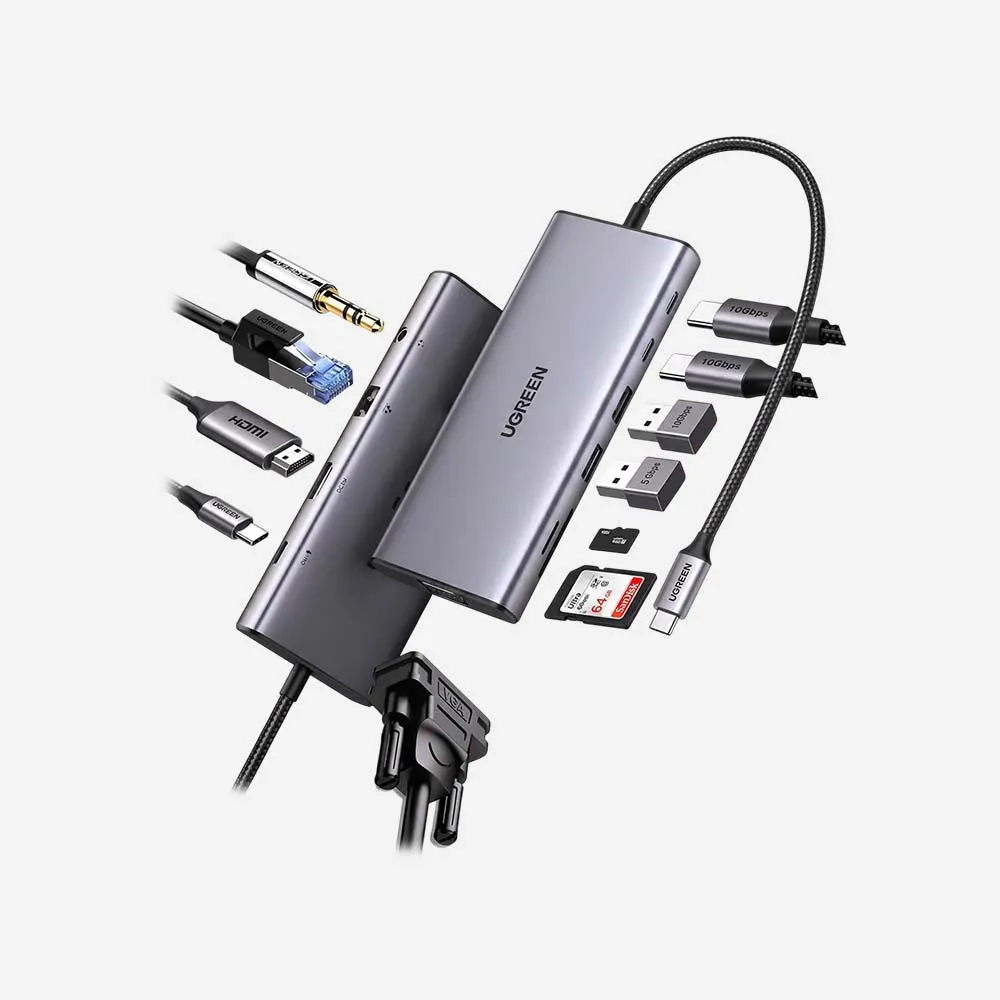 [45520] UGREEN 45520 11 in 1 USB-C Docking Station 4K@60Hz HDMI 100W PD Gigabit Ethernet