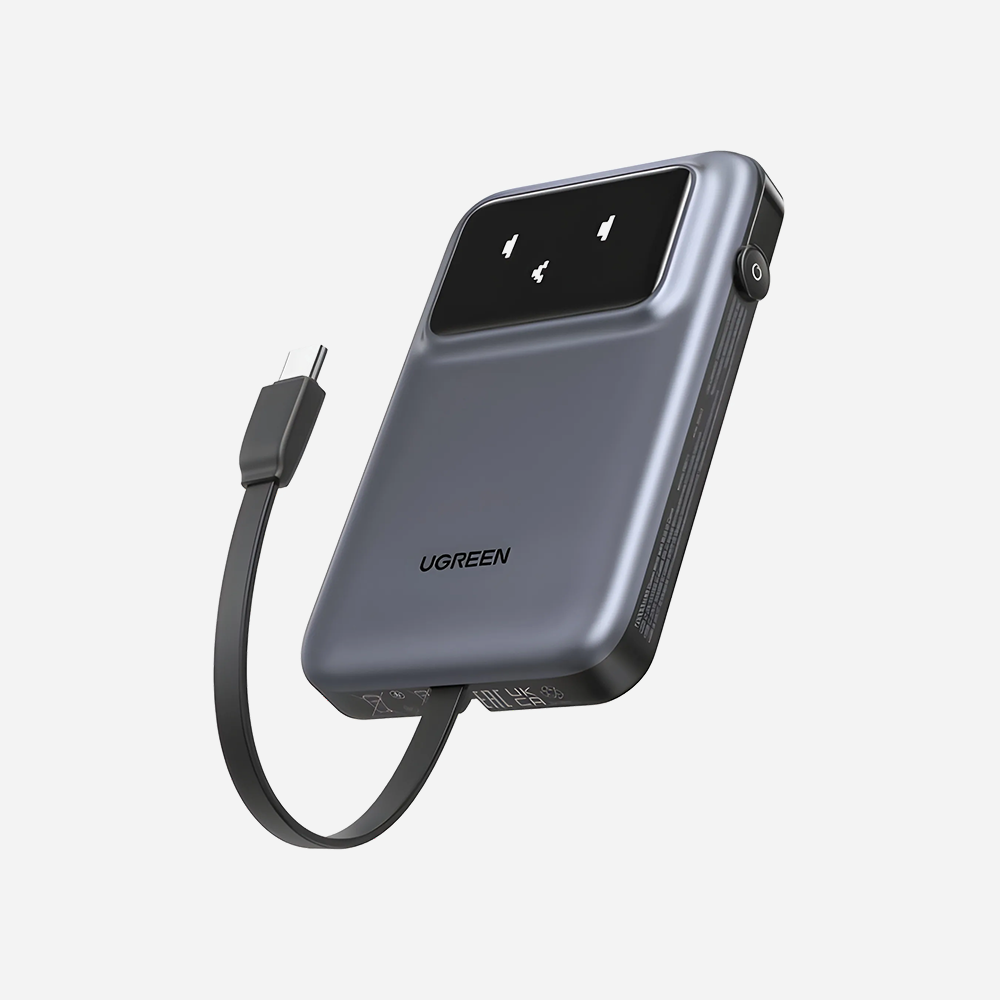 [35603] UGREEN PB511 Uno Power Bank 10000mAh 30W With Built-in Cable USB-C Gray-35603
