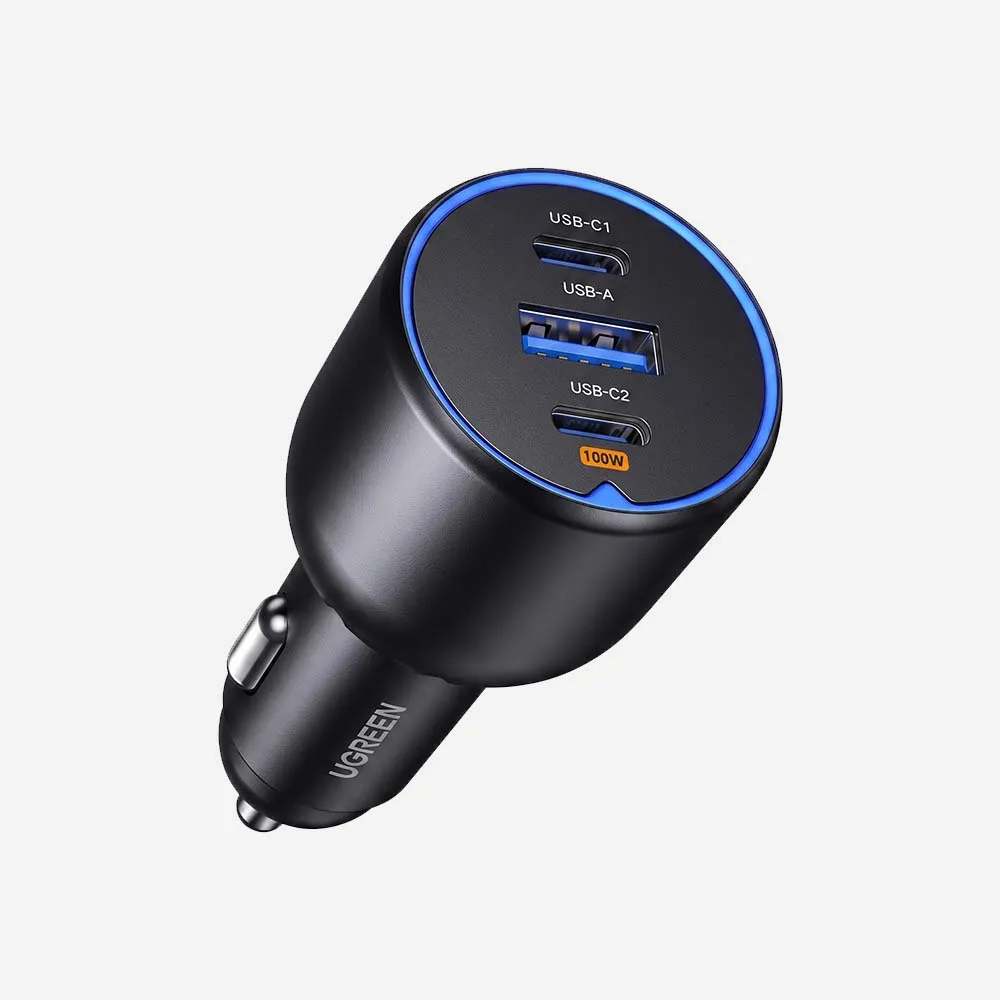 [35025] UGREEN 35025 130W Car Charger 2-Port USB-C & 1-Port USB-A Fast Charging Adapter Black