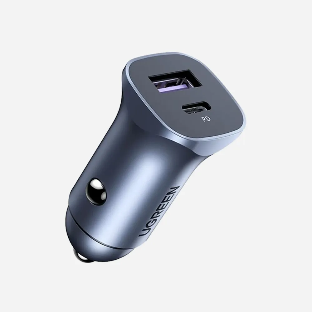 UGREEN 60712 84W Car Charger 1-Port USB-C & 1-Port USB-A Fast Charging Adapter Gray