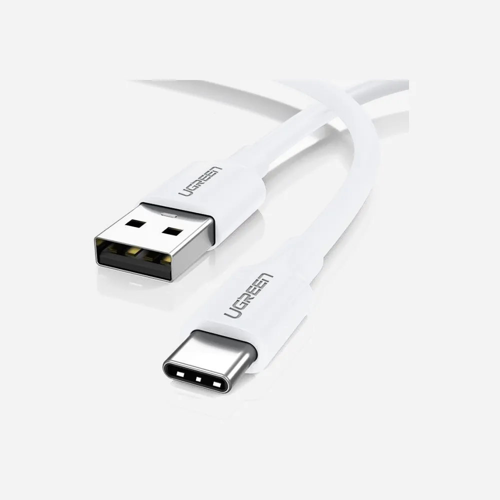 [60123] UGREEN USB-A to USB-C CABLE NICKEL PLATING 2M White-60123