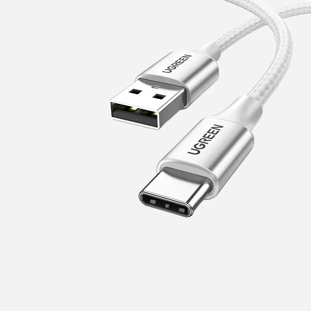 [60121] UGREEN 60121 1m USB-A to USB-C Nickel Plating Cable White