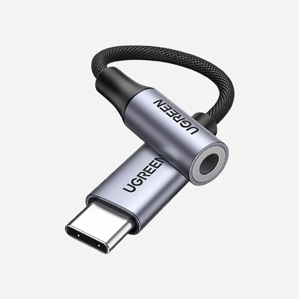 [80154] UGREEN USB C to 3.5mm Jack DAC Type C Headphone Amplifier Aux Adapter Hi-Fi Stereo Braided Cable 10cm Grey -80154
