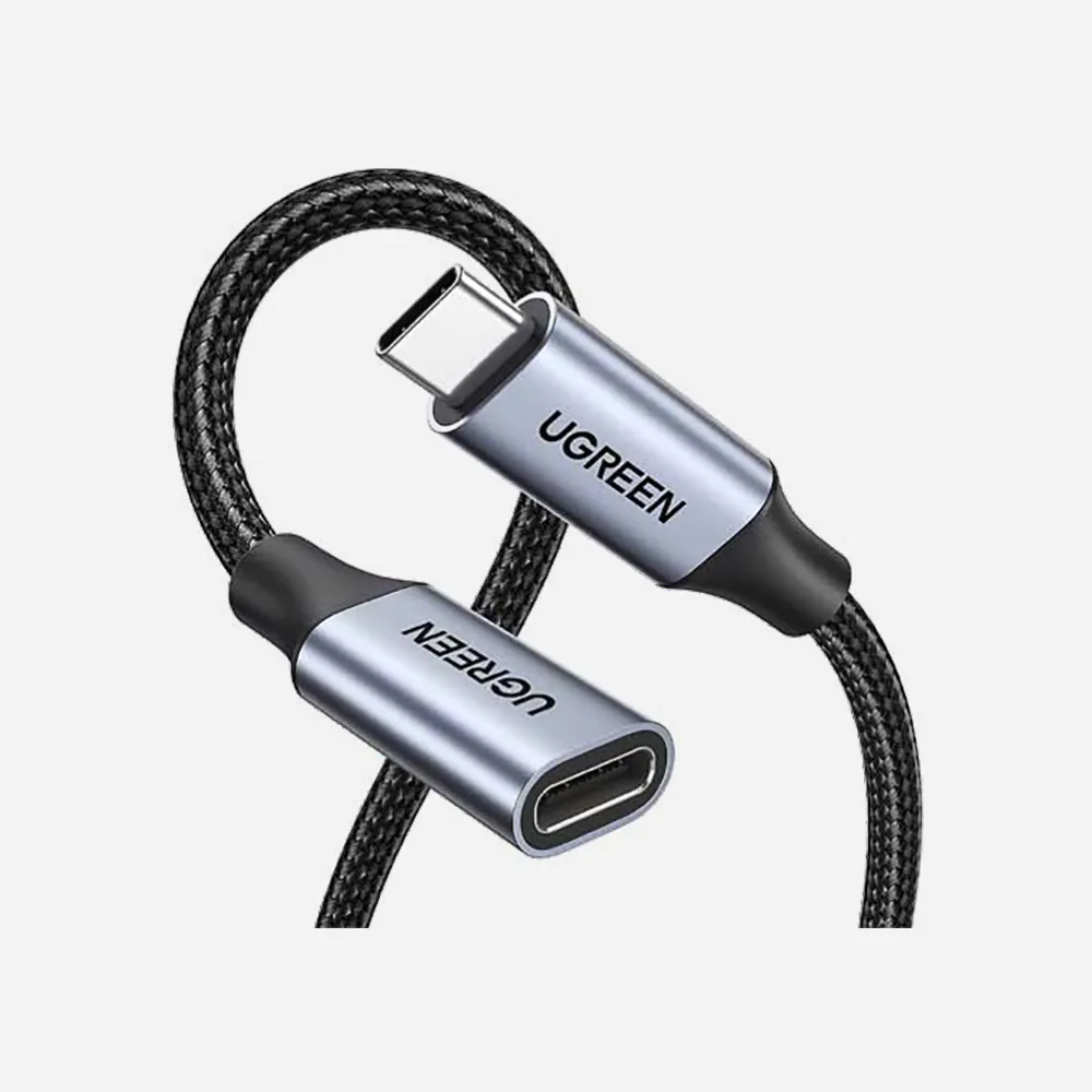 [30205] UGREEN 30205 USB-C Male to USB-C Female 1m Extender Braided Cable Gray